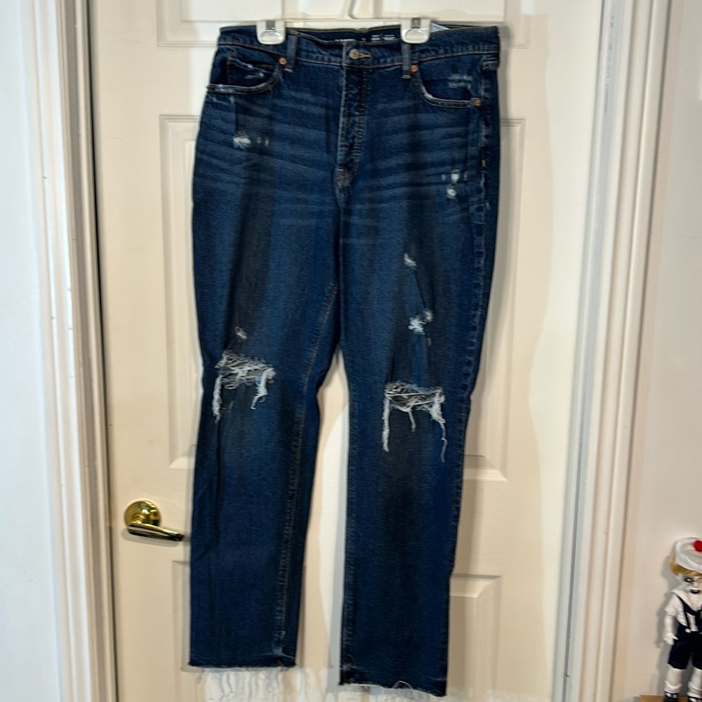 Ladies Old Navy size 12Tall High Rise Slouchy Straight Jeans